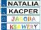 REJESTRACJA IMIENNA, NAKLEJKA Z IMIENIEM DZIECKA!