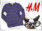H&amp;M bluzka bawełniana paski fiolet szary 10-12