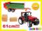 DUŻY TRAKTOR Z PRZYCZEPĄ + BALE SŁOMY - 61 cm -