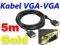 5m kabel przewód monitora CRT LCD D-sub VGA +filtr