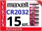 15xSZT. BATERIA LITOWA MAXELL CR2032 DL 2032 FV