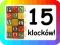 KLOCKI DREWNIANE KOLOROWE LITERKI OBRAZKI 3CM 15EL