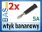 Wtyk bananowy 5A - czarny _ 2szt _ #14176