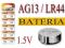 BATERIA LR44 AG13 A76 L1154 SR44W 357 GP76 10SZT