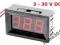Woltomierz panelowy LED 3-30V DC czerwony