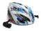 Kask rowerowy z daszkiem + dioda LED niebieski S