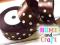 WSTĄŻKA TASIEMKA SATYNA - POLKA DOTS BROWN 40 mm