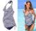 EE1162 DWUKOLOROWE CIĄŻOWE TANKINI W PASKI 42 XL