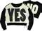 YES-NO krótka bluza biało/czarna r.  L  N244A SALE