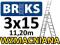 Wzmacniana Drabina Aluminiowa BRIKS 3x15+FS 11,20m