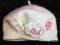 Kremowy beret z kwiatami 44cm bdb stan Next