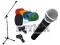 MIKROFON DYNAMICZNY + STATYW + UCHWYTY + GĄBKA HIT