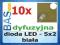 Dioda LED 5x2 biała prostokątna _ 300mcd _ 10szt