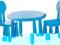 KOMPLET STOLIK+2 KRZESŁA NIEBIESKI PLASTIK