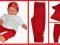 CZERWONE Legginsy getry spodnie GUZICZKI 6-12m