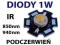 DIODA 1W LED IR 850nm 940nm PODCZERWONA + radiator