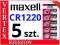 5 SZT. BATERIA LITOWA MAXELL CR1220 1220 DL ECR FV