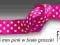 ~FUKSIK~tasiemka wstążka 2m PINK białe grochy 25mm