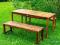 Komplet mebli ogrodowych, stół + 2 ławki z drewna