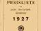 Preisliste Jagd und SPORT MUNITION 1927