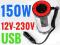 PRZETWORNICA SAMOCHODOWA z USB 12V-230V 150W 61416