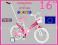 Włoski ROWEREK 16 HELLO KITTY Rower orginalny +kij