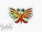 RĘCZNIE MALOWANY DREWNIANY MOTYL MAGNES / BROSZKA