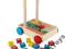 Drewniany wózek + kolorowe klocki ALFABET