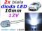 2 sztuki dioda biała LED 10mm 12V do samochodu 050