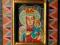 MADONNA Z DZIECIATKIEM  STARA IKONA LUDOWA Z RAMA