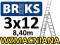PROFESJONALNA DRABINA ALUMINIOWA BRIKS 3x12+GRATIS