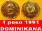DOMINIKANA, 1 peso 1991