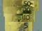 Złote banknoty EURO 5, 10, 20, 50, 500, 5 szt. 24K
