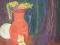 martwa natura z winogronami i psem 70x50 tempera