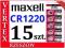 15x SZT. BATERIA LITOWA MAXELL CR1220 1220 DL ECR