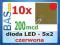 Dioda LED 5x2 czerwona 200mcd  prostokątna _ 10szt