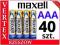 40x BATERIA ALKALICZNA 1,5V MAXELL LR03 AAA FV