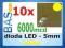Dioda LED 5mm żółta 6000mcd - 10 sztuk