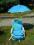 Leżak dla dzieci z parasolką NIEBIESKI WYPRZEDAŻ