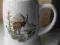 UROCZY PORCELANOWY KUFEL MOTYW KOZICA