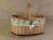 WIKLINOWY KOSZ ZAKUPOWY Z KLAPAMI OBSZYTY VINTAGE