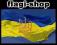 Flaga Ukraina z godłem 150x90 cm Ukrainy Ukraine