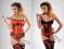 *PIN UP BIELIZNA RED BLACK BŁYSK SEXY GORSET M 38