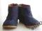 botki ZARA 23 skóra zamsz GRANATOWE frędzle 15cm