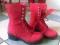 buty wysokie czerwone, trapery, a la' Martens 38