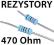 REZYSTORY OPORNIKI 1/4W 470R Ohm 12V LED 100 sztuk