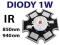 DIODA 1W PowerLED IR 850nm 940nm PODCZERWONA z PCB