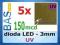 Dioda LED 3mm - UV ultrafioletowa _______ 5 szt