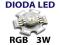 DIODA power LED 3W RGB 6 wyprowadzeń z PCB diody
