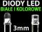 DIODY LED BIAŁE I KOLOROWE 3mm 50 SZTUK dioda